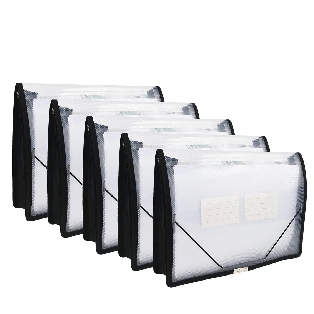 Carpeta de archivos expandible organizador de documentos con solapa y cierre de cable, transparente impermeable, expansión de 2,8 pulgadas, letra A4 para organización, paquete de 5