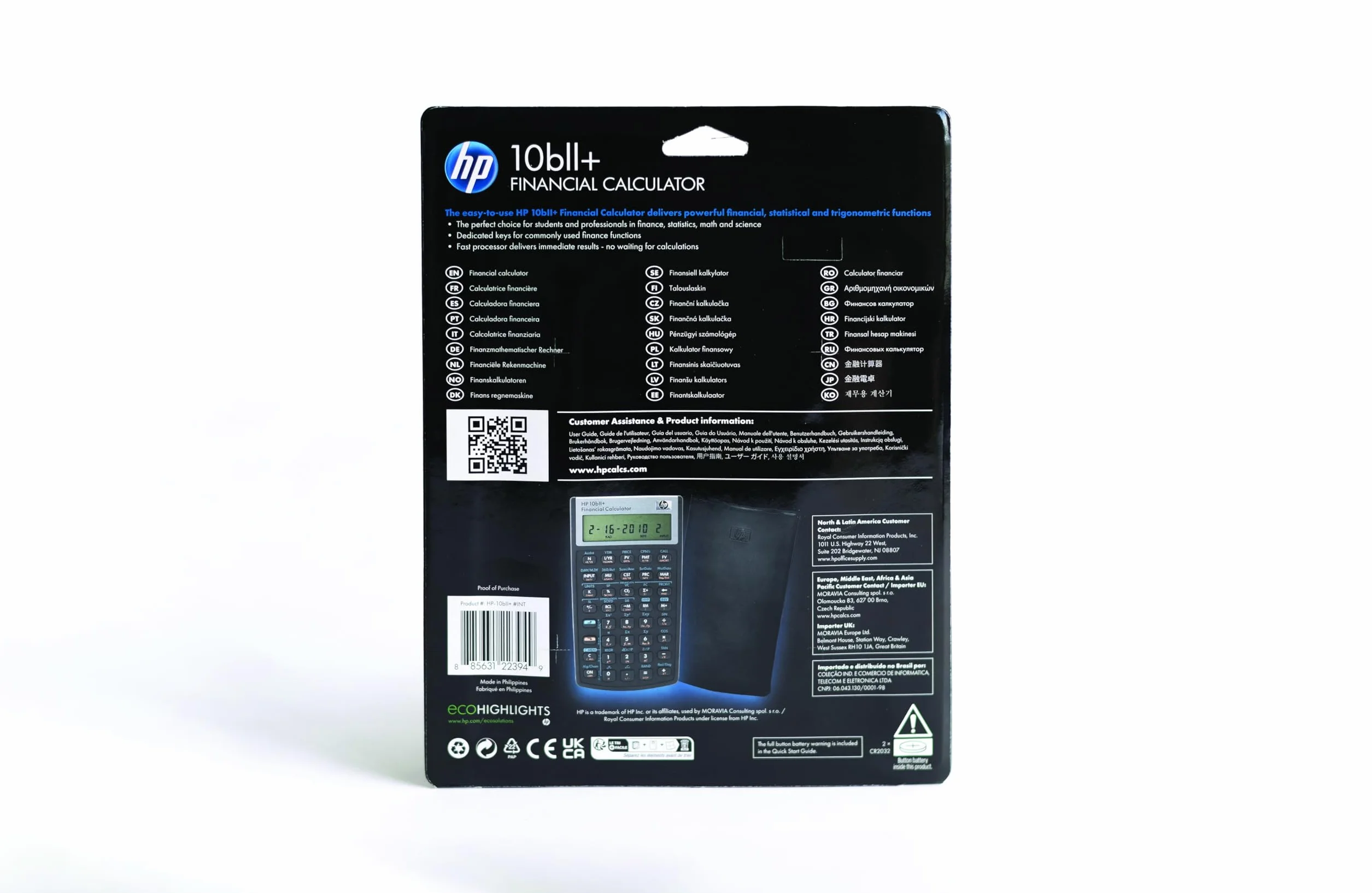 HP 10bII+ - Calculadora financiera con Funciones comerciales y estadísticas, 1 línea x 12 Caracteres, Pantalla LCD, batería incluida, Funda Protectora
