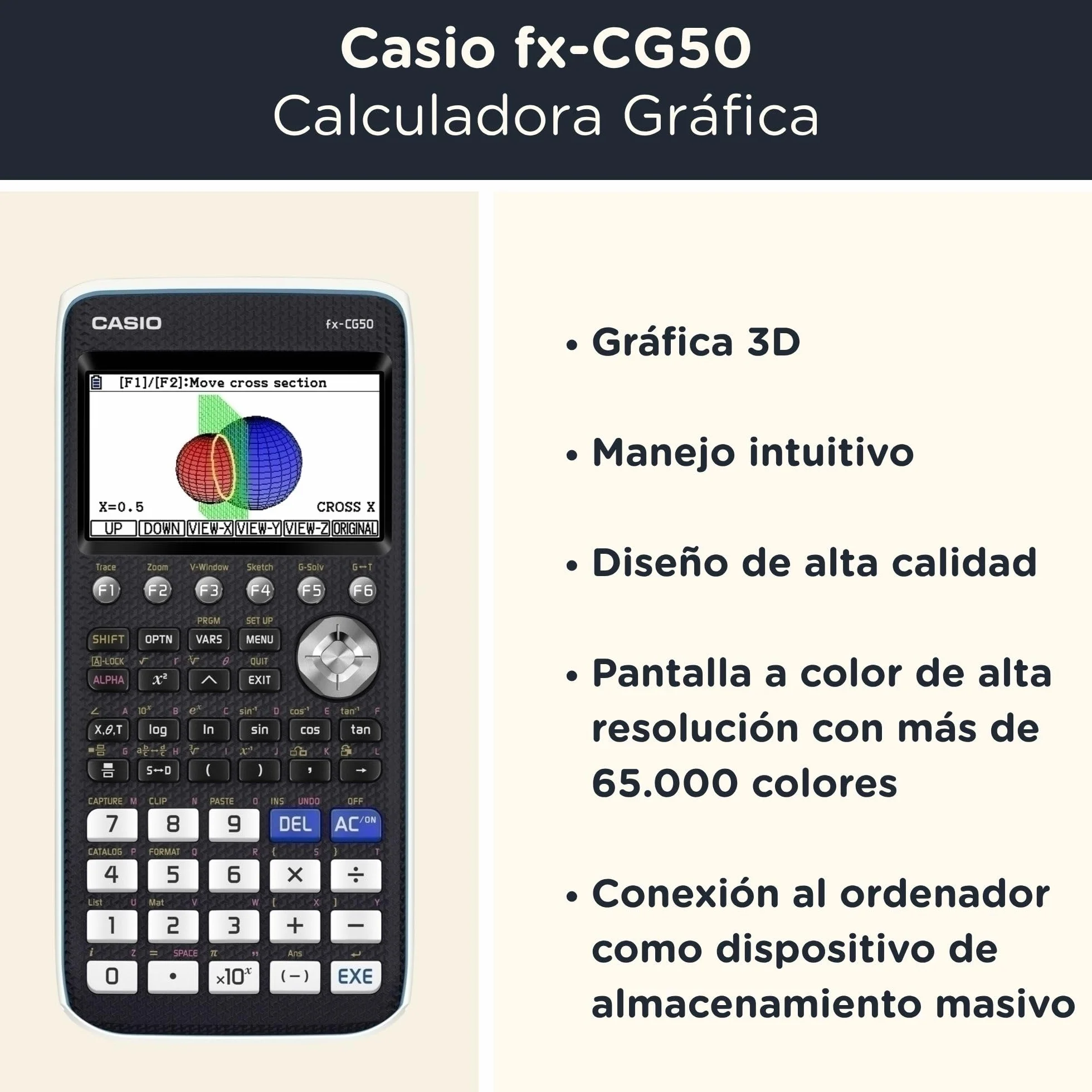 Casio fx-CG50 con Funda Protectora WYNGS Azul - Calculadora Gráfica - Paquete Básico