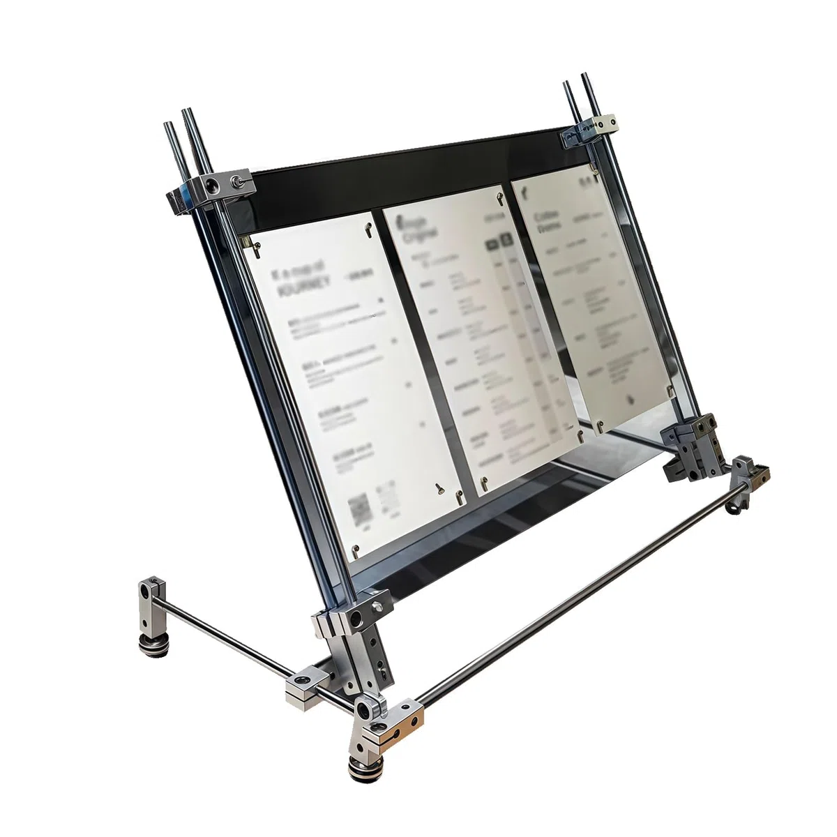 Soporte de menú acrílico, exhibición de letreros de mesa móvil con base de acero inoxidable, soporte de exhibición transparente, ángulo ajustable para restaurantes, oficina, tienda