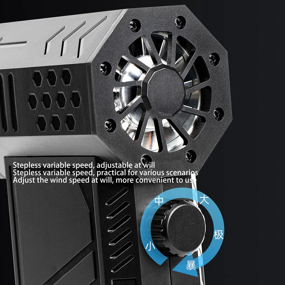 Colector de polvo de aire comprimido para soplar nieve y quitar el polvo, 130.000 rpm con 2 boquillas magnéticas inalámbricas USB para secador de coche, soplador (Negro)