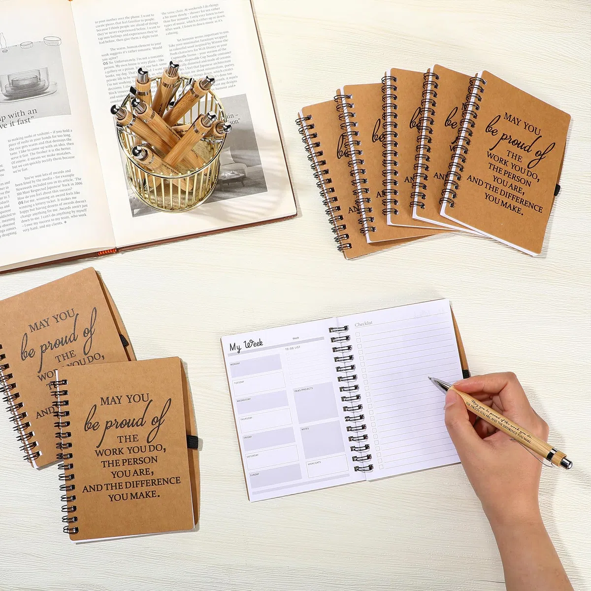 Tellingyou 60 piezas de regalos de agradecimiento para empleados a granel, libretas espirales inspiradoras 2026-2027, libretas de bolsillo con bolígrafos motivacionales, regalos de agradecimiento para