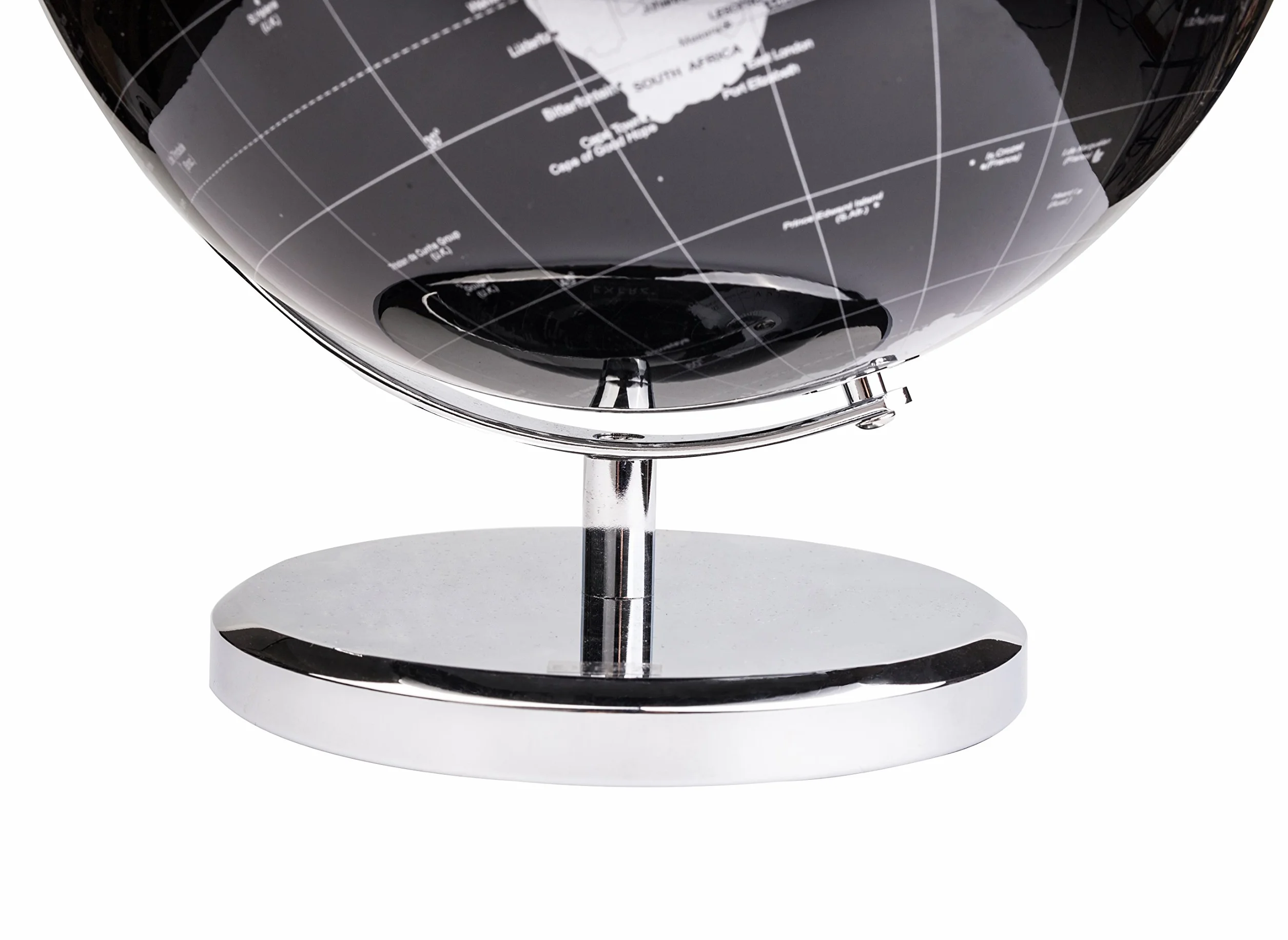 Exerz 30cm Globo Terráqueo - Mapa en Inglés - Decoración de Escritorio educativa/geográfica/Moderna - con una Base de Metal - Negro Metálico - Diámetro: 30cm