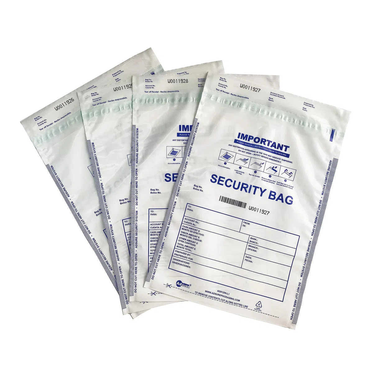 Bolsas de plástico para depósito bancario de 9 x 12 pulgadas | Depósitos bancarios seguros, manejo de efectivo o transporte seguro de divisas | Códigos de barras secuenciales | A prueba de