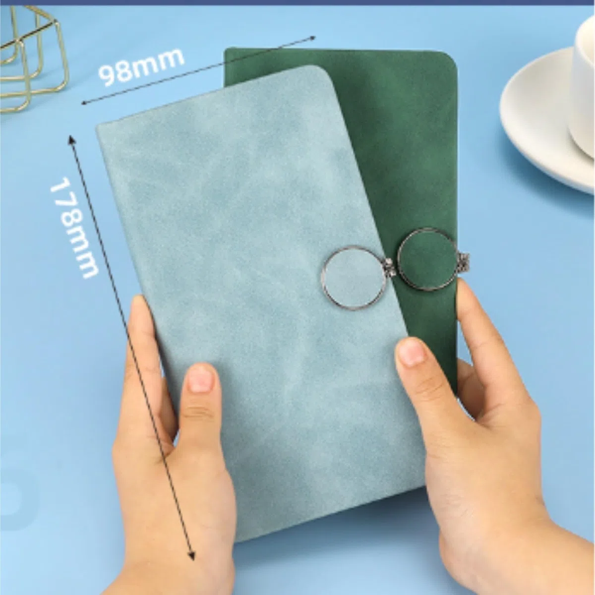 Bloc-Notes libreta Cuaderno De Viaje Tamaño A6 con Cierre Magnético Redondo Material Escolar(Black)