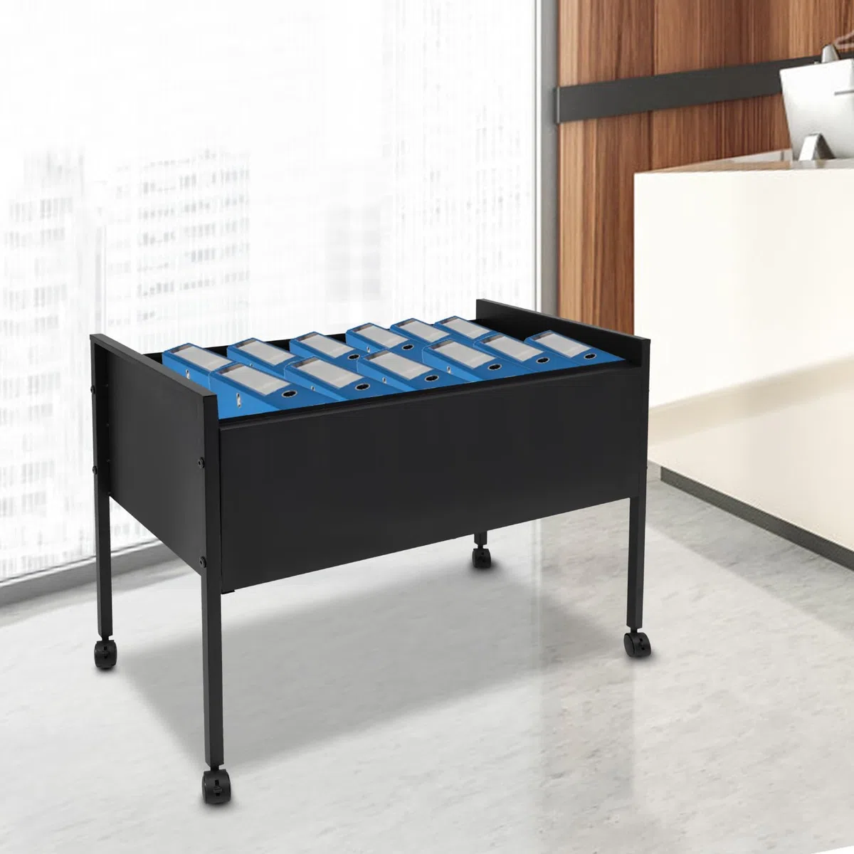 Carrito colgante para 100 archivadores colgantes, 80 x 42,5 x 60 cm, estantería para carpetas colgantes para oficinas, salas de conferencias, estudios