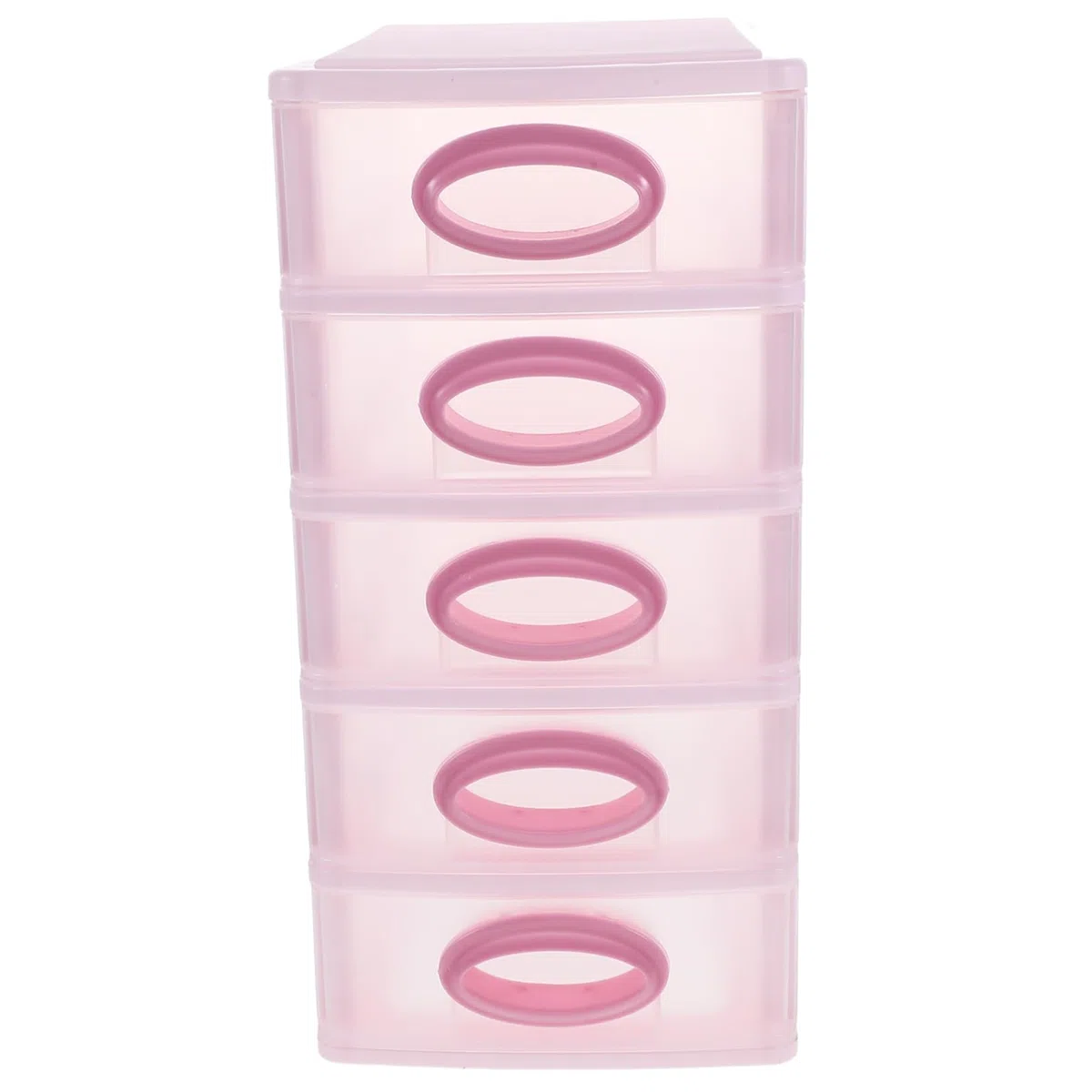 PLAFOPE Organizador de Escritorio en Pp 5 Cajones Diseño Simple Caja Almacenaje Maquillaje Rosa y Montaje Fácil para Maquillaje y Papelería para Oficina