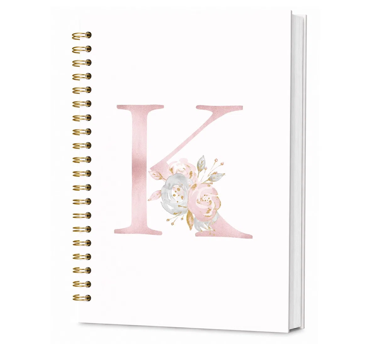 KDHTY Coquette - Cuaderno con espiral personalizado con inicial K, regalo de moda rosa para adolescentes, cuaderno monogramado para mujeres, adolescentes, niñas, cuaderno de espiral de tapa dura con