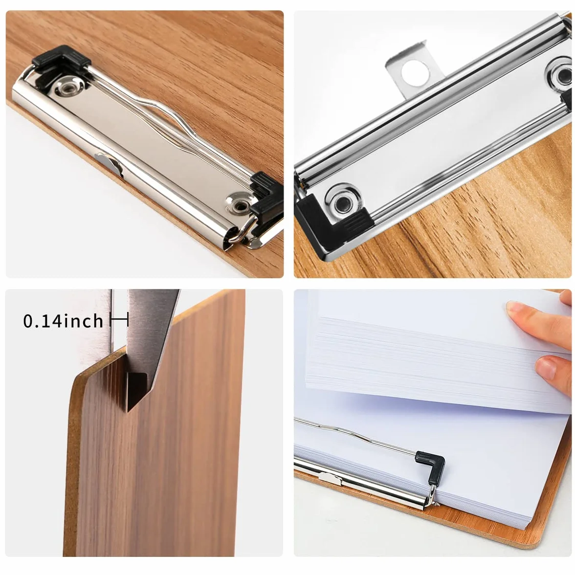 A4 Portapapeles en Madera con Pinza, Clipboards con Agujero Colgante, Tablero de Escritura - Paquete de 12