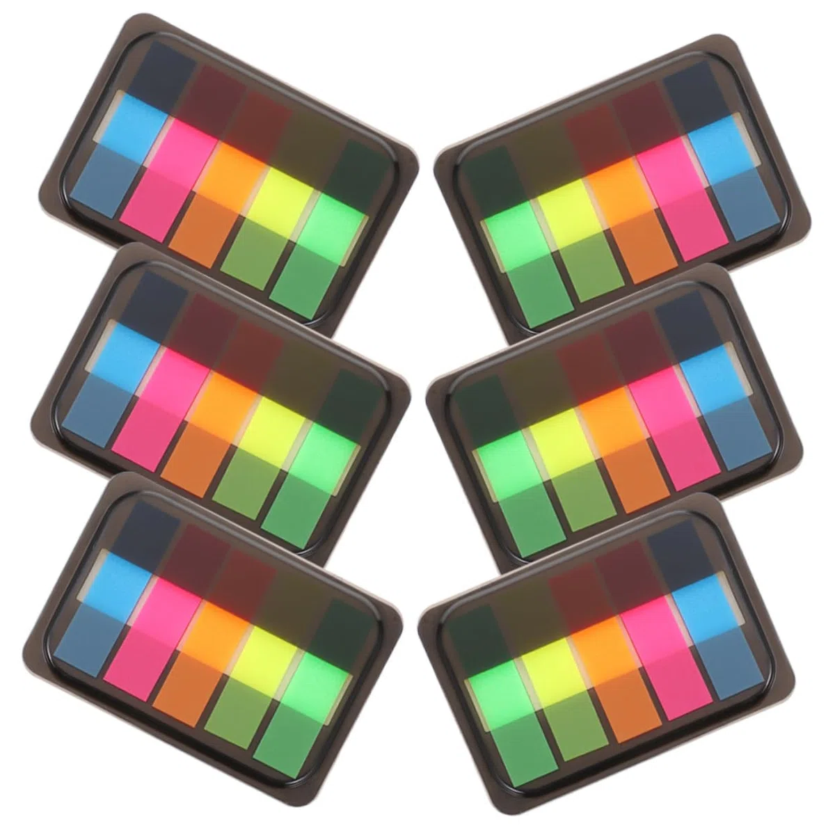 DOITOOL 5 Series Pestañas Adhesivas Fluorescentes Libros De Cajas De Notas Índices Estudio Y Oficina Marcadores De Páginas Reutilizables Y Prácticos Organización 6 Cajas*5
