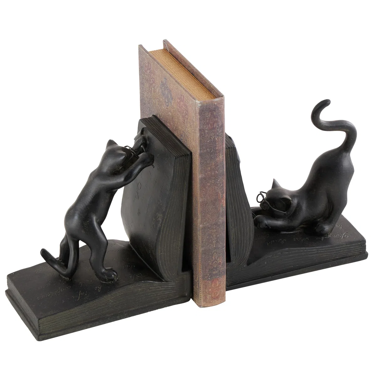 Deco 79 Gato de Polystone sujetalibros Par para Libros Lovers- (44690)