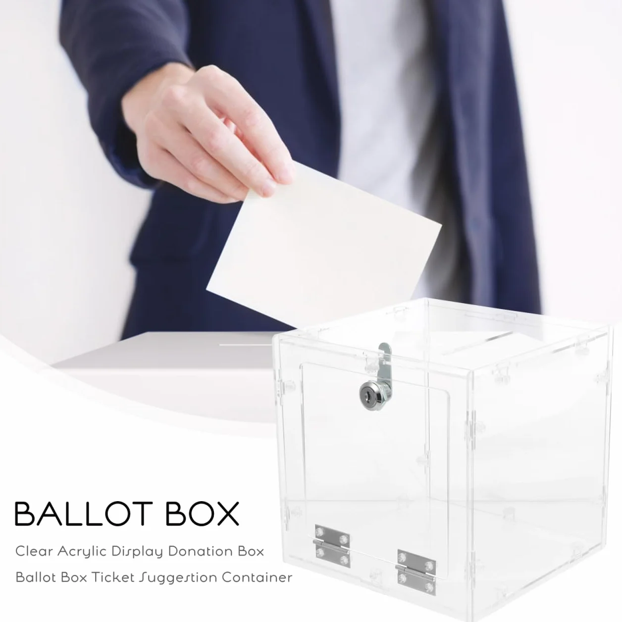 Caja De Donación Acrílica Transparente Con Cerradura Y Ranura 7.87x7.87x7.87 Pulgadas Para Eventos Recaudación De Fondos