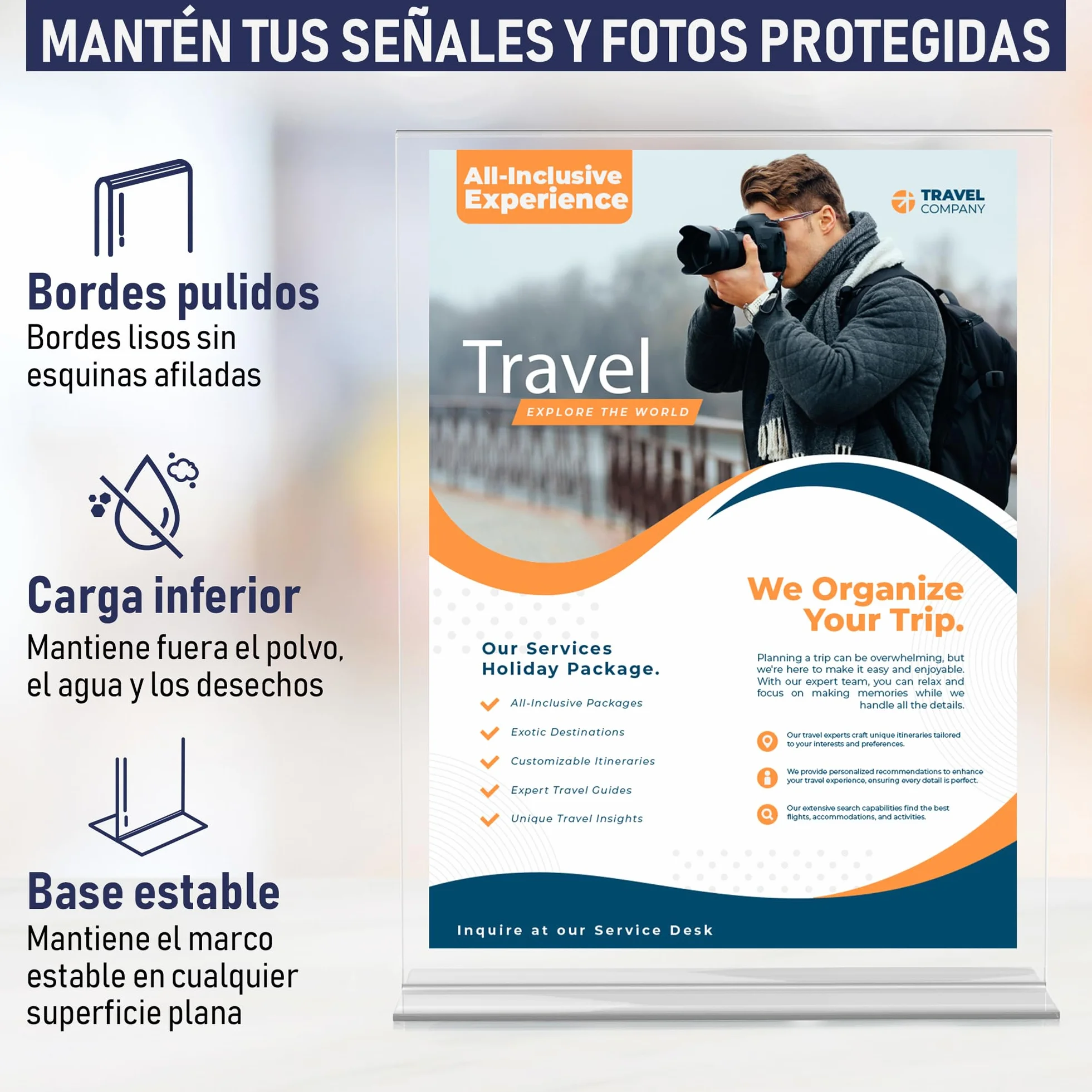 Soporte de letrero acrílico A4 – 6 Unidades, doble cara, marco de anuncios
