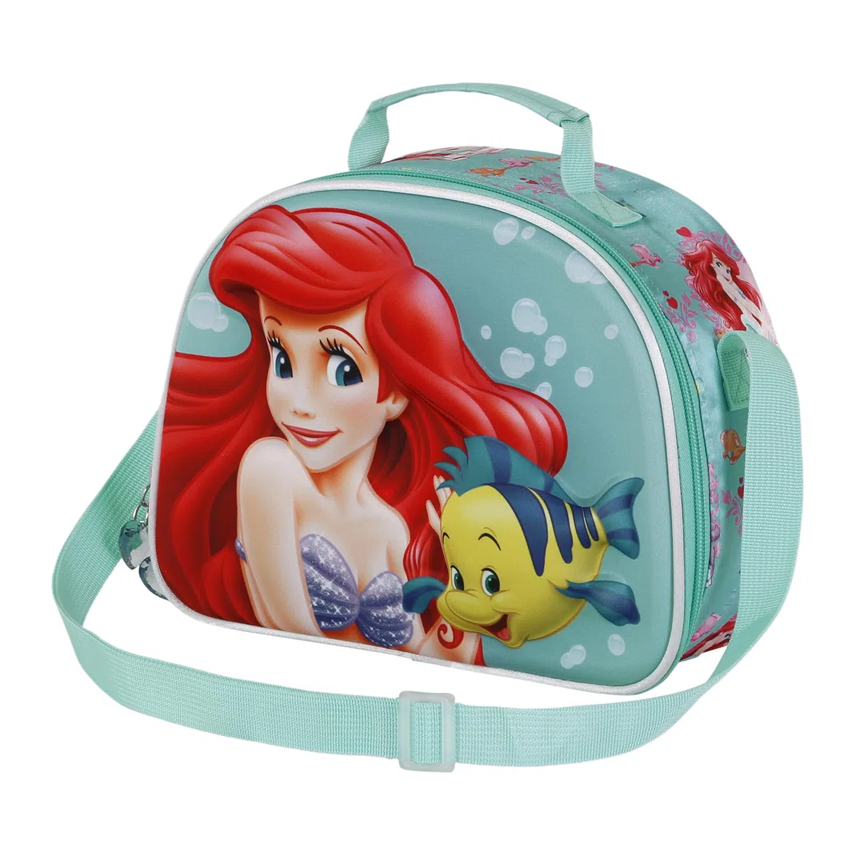 Disney Princesas, Bolsa Portamerienda 3D, 25.5 x 20 cm, Azul Ariel