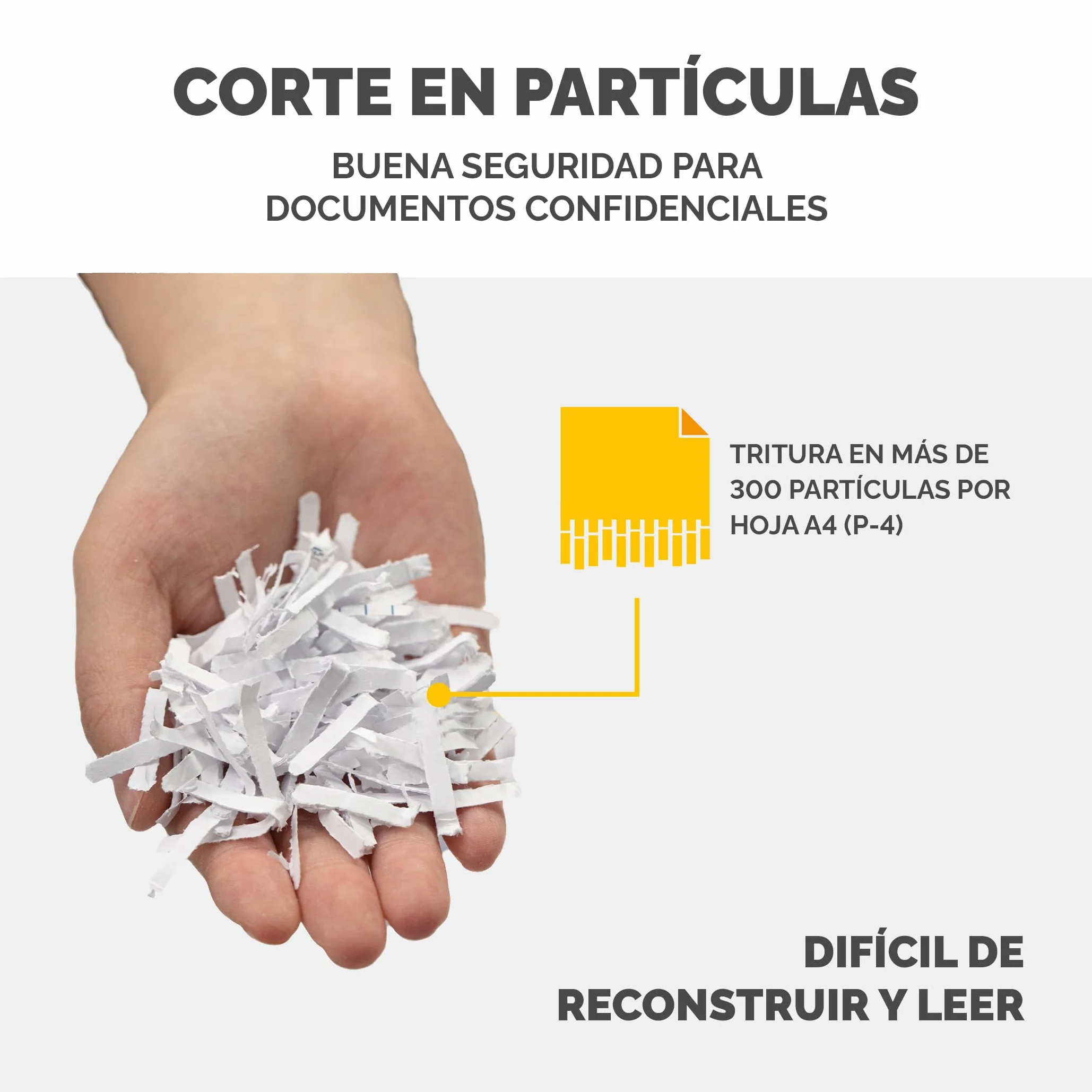 Fellowes FS-8C - Trituradora de Papel, Corte en partículas, Destruye hasta 8 Hojas, Destructora de Papel Uso Personal, Papelera de 15 litros, Nivel de Seguridad P4, Exclusiva de Amazon