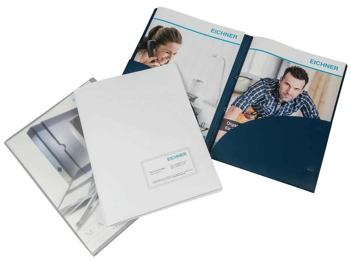 Carpeta de presentación de PP Incluye autoadhesivo bolsillo para tarjetas de visita, 10 unidades), varios colores, color azul