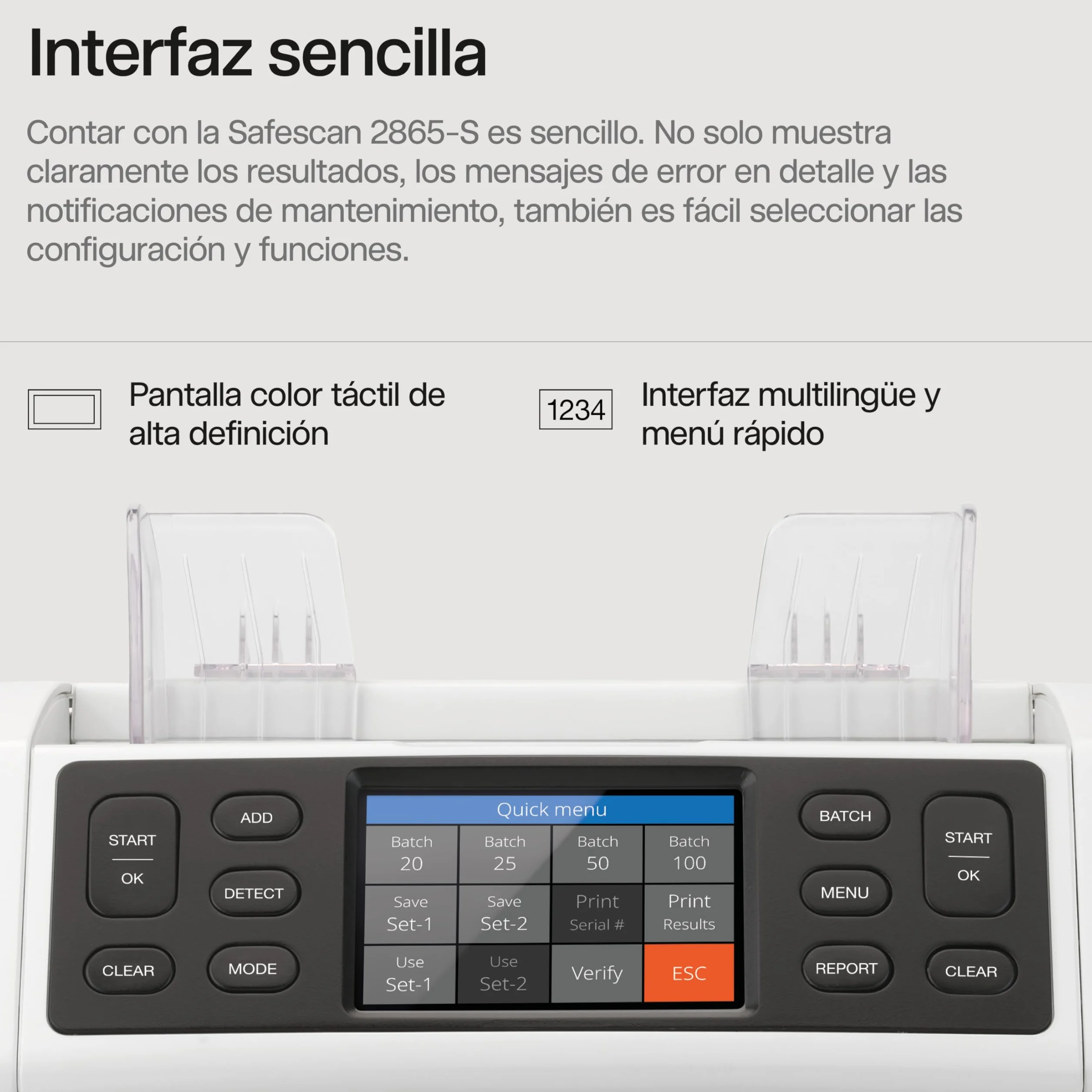 Safescan 2865-S Contadora de billetes detectora de falsos 7 puntos interfaz multilingüe