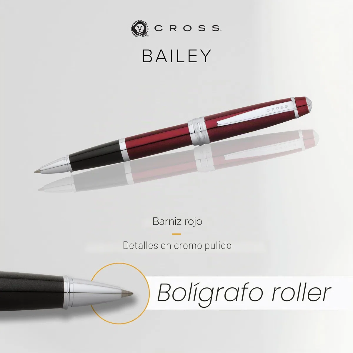 Cross Bailey - Bolígrafo (lacado, detalles en cromo, incluye recambio de tinta), color rojo