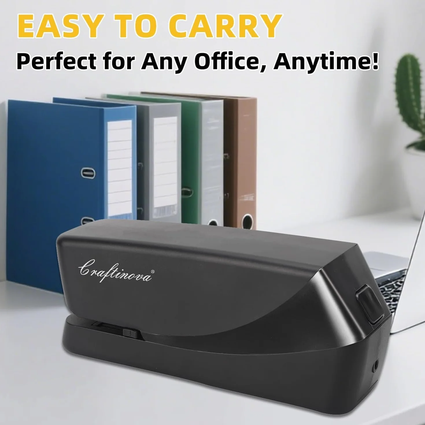 Grapadora eléctrica de escritorio Craftinova, engrapadoras automáticas sin atascos, capacidad para 25 hojas, con 1 removedor de grapas, 2000 grapas, recarga fácil, alimentada por CA o batería, buena