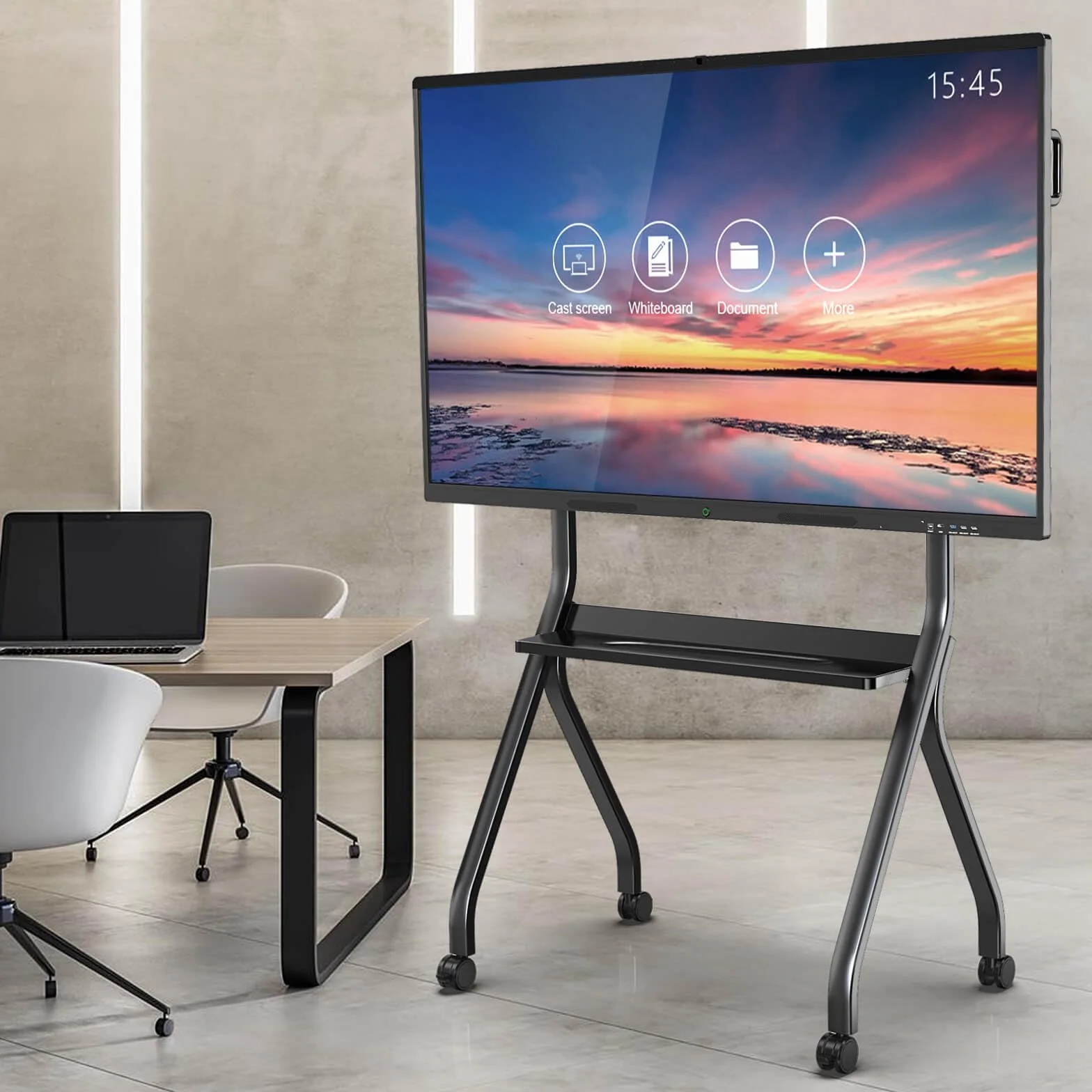 MWE 86 Pulgadas 4K UHD White Board, 8+64GB, Pantalla Tactil Pizarra Digital Interactiva, Pizarra Electrónica Grande, Eingebautes Mikrofon, Kamera, Adecuado para la Oficina, la Educación y el Hogar
