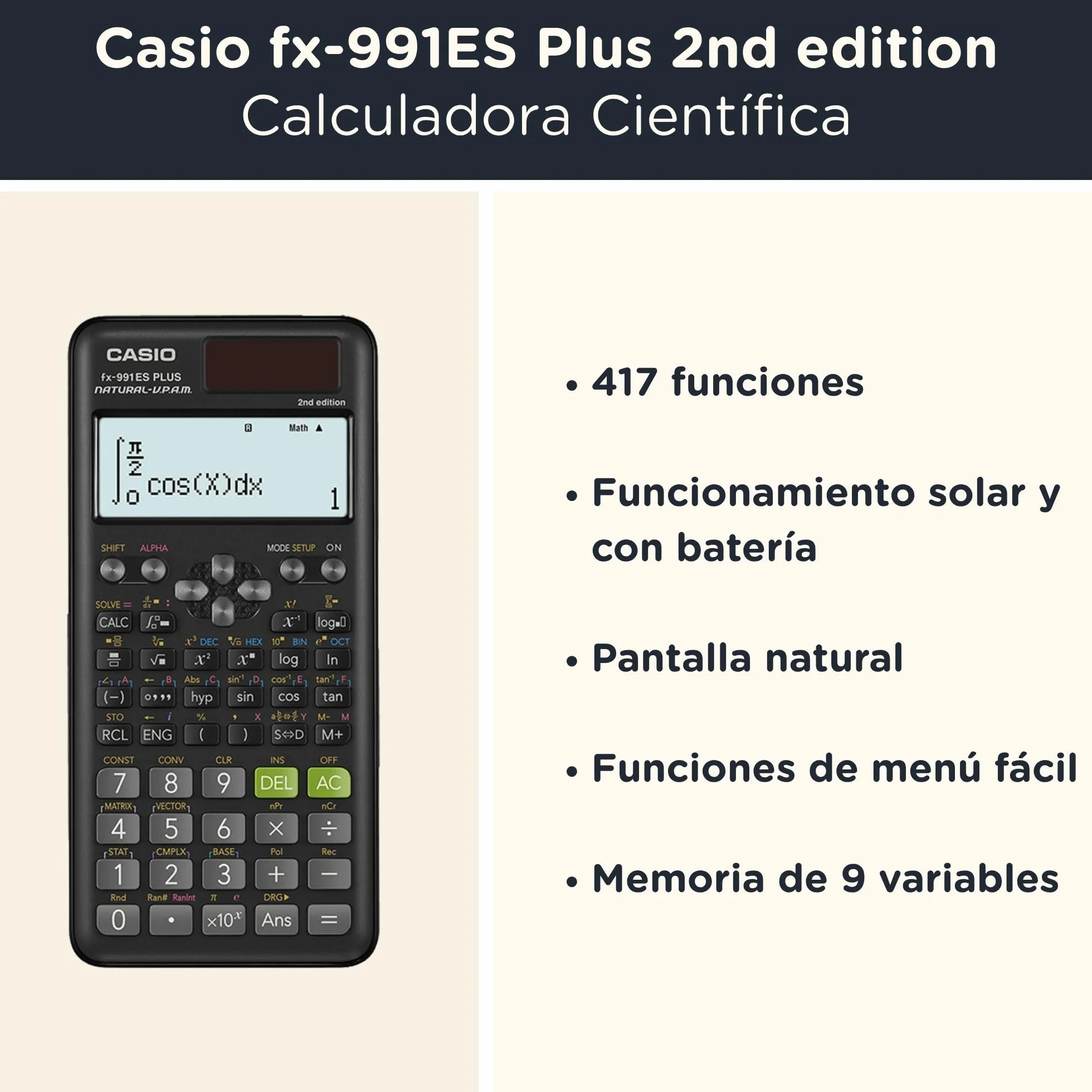 Casio fx-991ES Plus 2nd Edition con Funda Protectora WYNGS Turquesa - Calculadora Científica - Paquete Básico