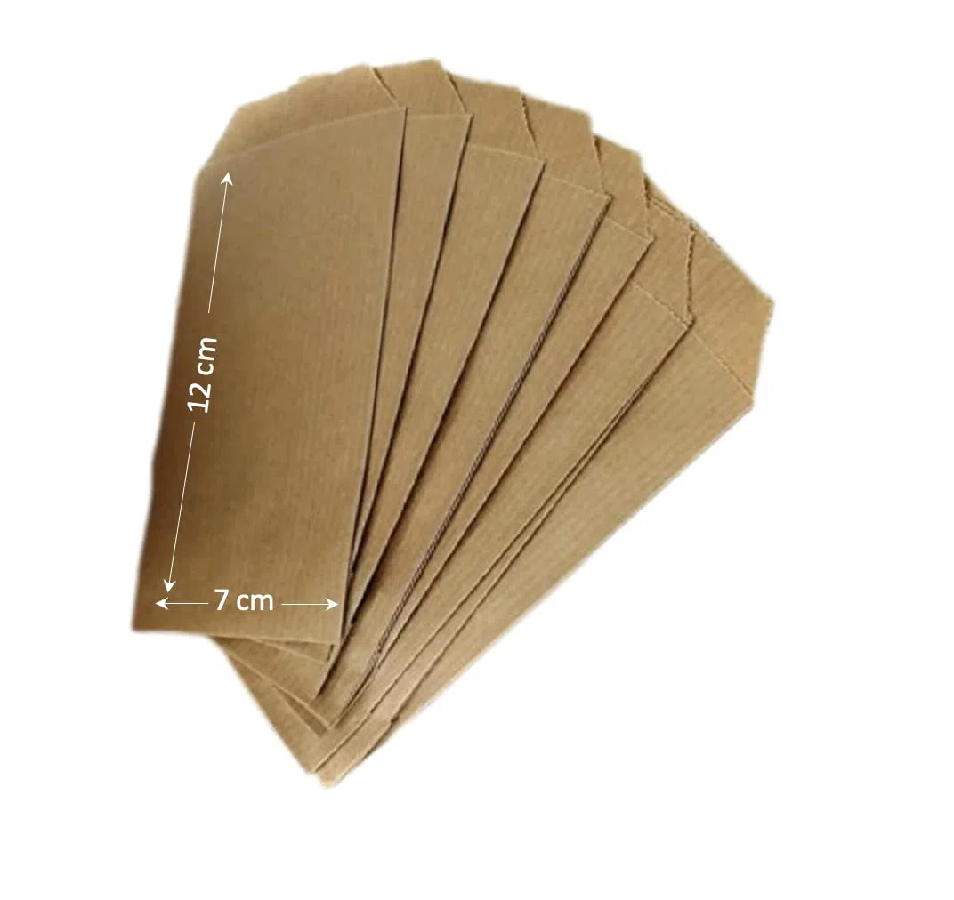 250 Bolsas kraft tipo sobre 7 x 12cm para detalles, bisutería, hierbas, dulces ...
