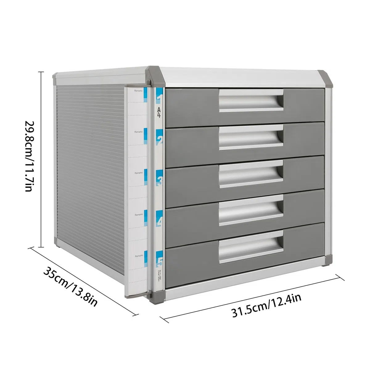 Organizador de cajones con cerradura, caja de cajones con cerradura A4, aspecto de madera de aluminio, caja fuerte para documentos con 2 llaves, organización de escritorio, se adapta a la oficina en