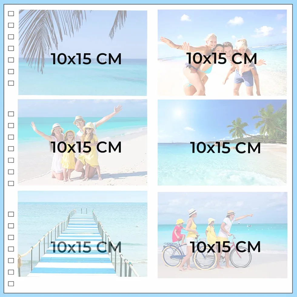 Exacompta - 15115E - Álbum de fotos en espiral MILANO - 360 fotos - 60 páginas negras - tamaño 32 x 32 cm - cubierta de papel azul efecto textil - ventana de personalización - certificado FSC®