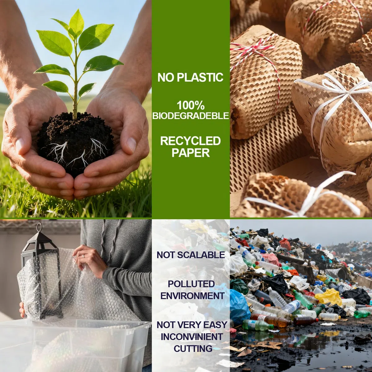 Papel de embalaje de panal, 15 x 400 pies, alternativa sostenible a la amortiguación de burbujas, papel de embalaje para mudanzas, envíos, embalaje, rollo con 20 calcomanías frágiles, biodegradables y