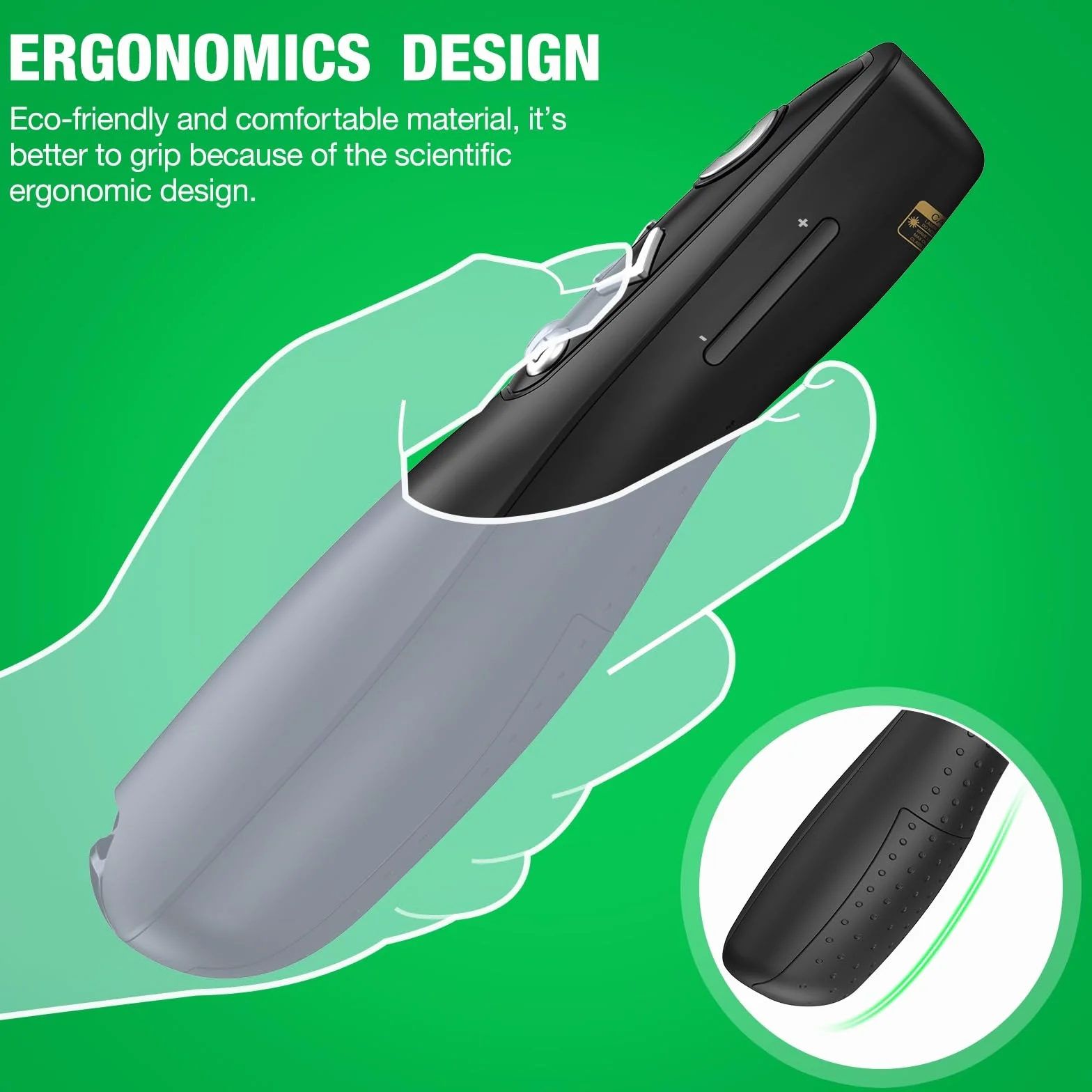 Control remoto inalámbrico 3 en 1 USB tipo C con luz verde para PowerPoint, PowerPoint Clicker con control de volumen PowerPoint Slide Advancer para Mac, computadora, laptop