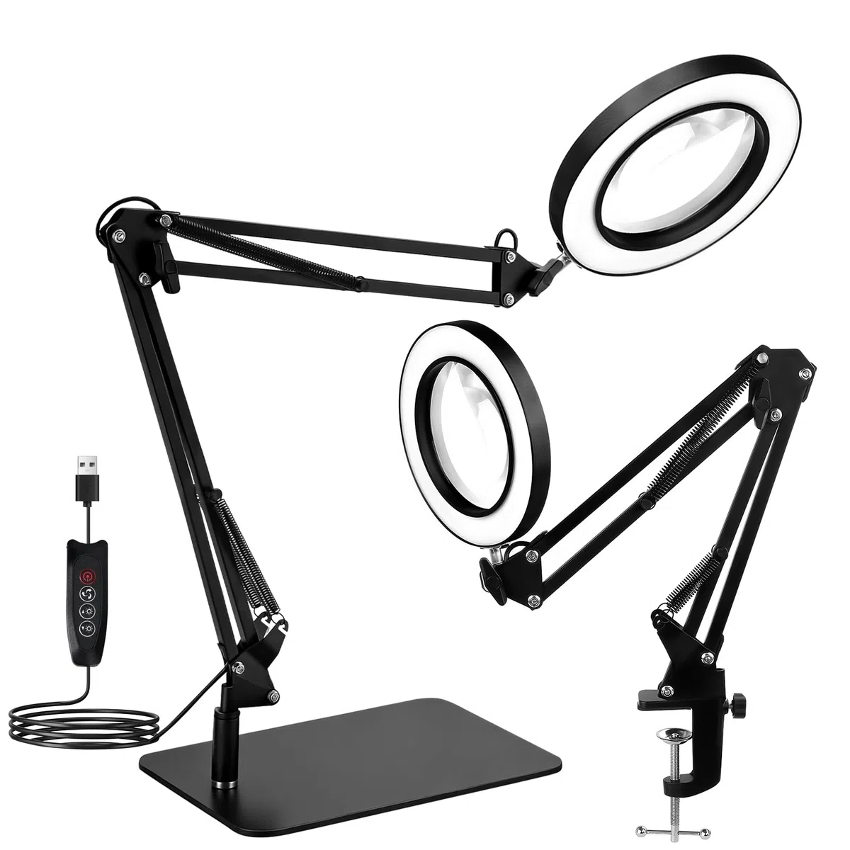 Lupa 15X con luz y soporte | 3 modos de color, lámpara de lupa con luz LED, para leer, pasatiempos, manualidades, costura, para personas mayores
