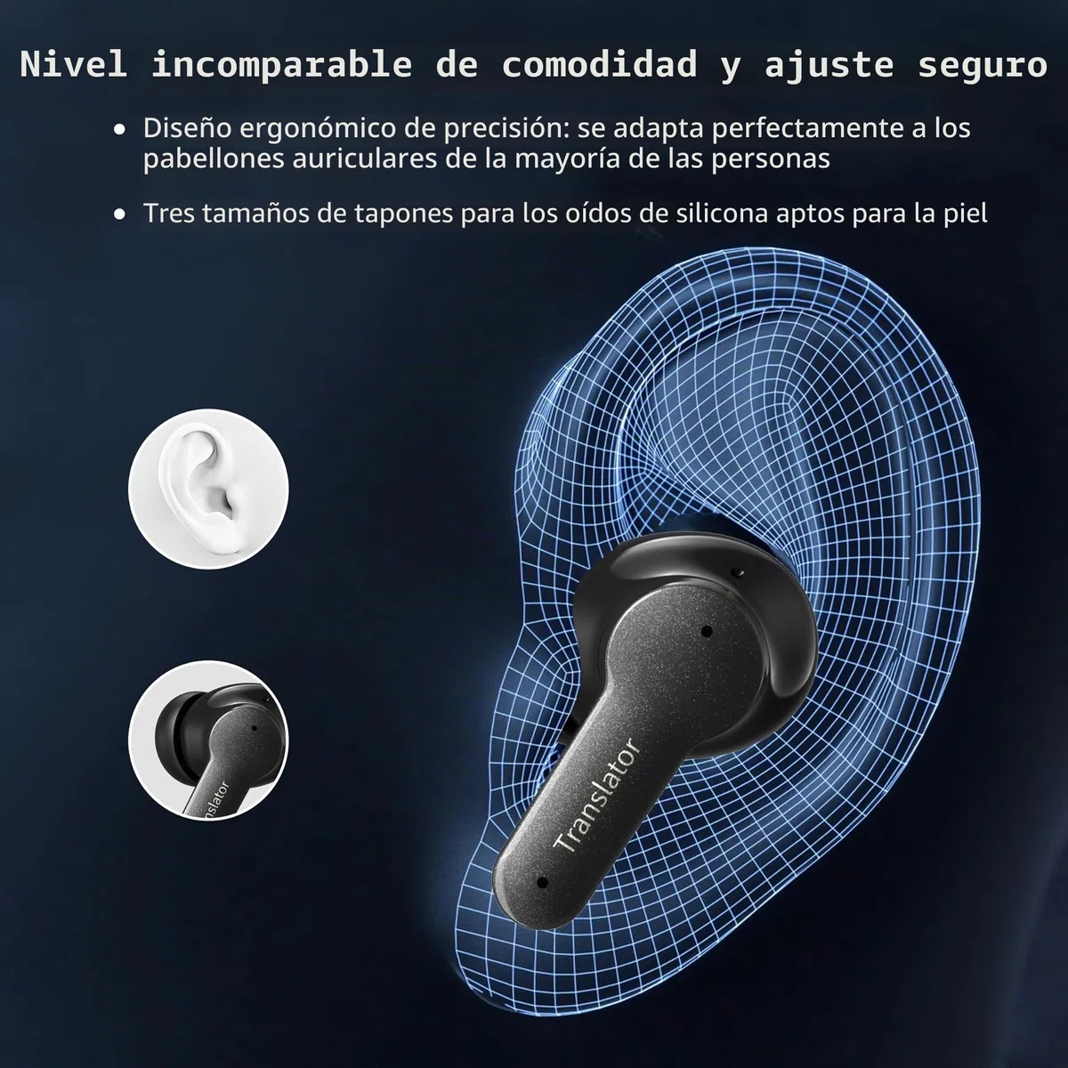 ANFIER Auriculares de traducción 3 en 1, dispositivo traductor de idiomas, 144 idiomas y acentos, traducción en línea, batería de larga duración, adecuado para viajes, negocios, color negro M3