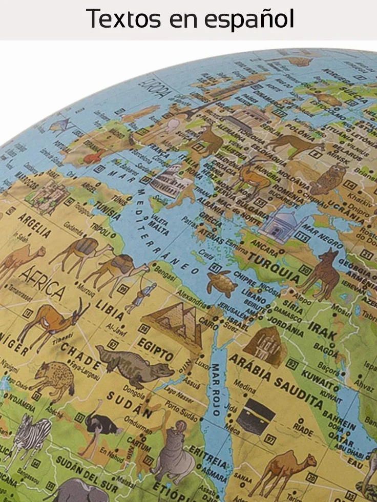 Tecnodidattica Globo Terráqueo Safari Iluminado Giratorio 25 cm Español