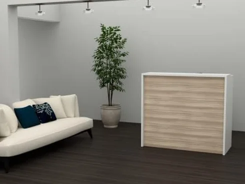 MOSTRADOR de Recepción y Oficina Laminado Color Acacia 25mm Grosor 125x105x50 cm