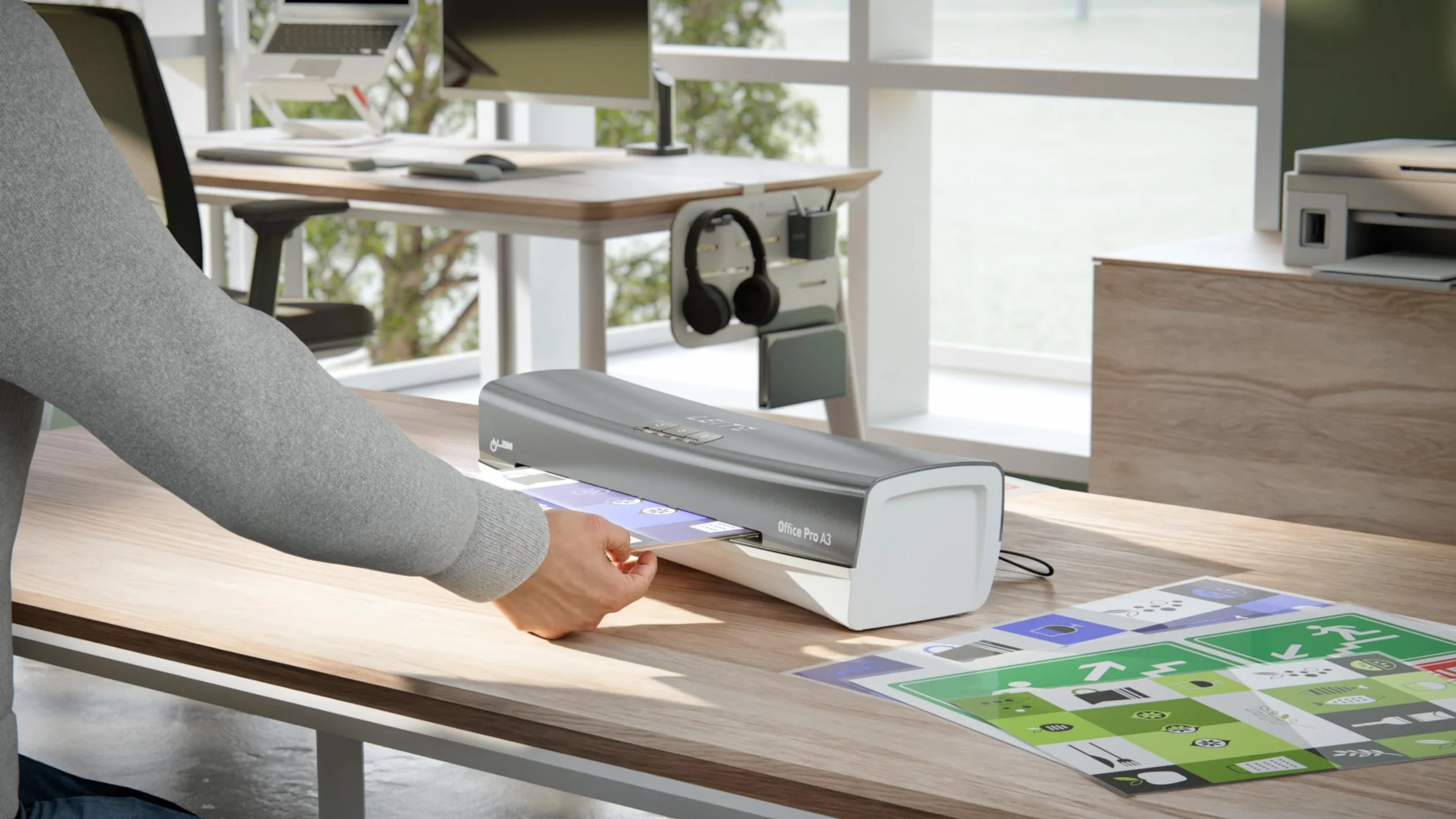 Leitz Plastificadora iLAM Office Pro A3 75-125 Micras Calentamiento 1 Minuto Gris/Blanco