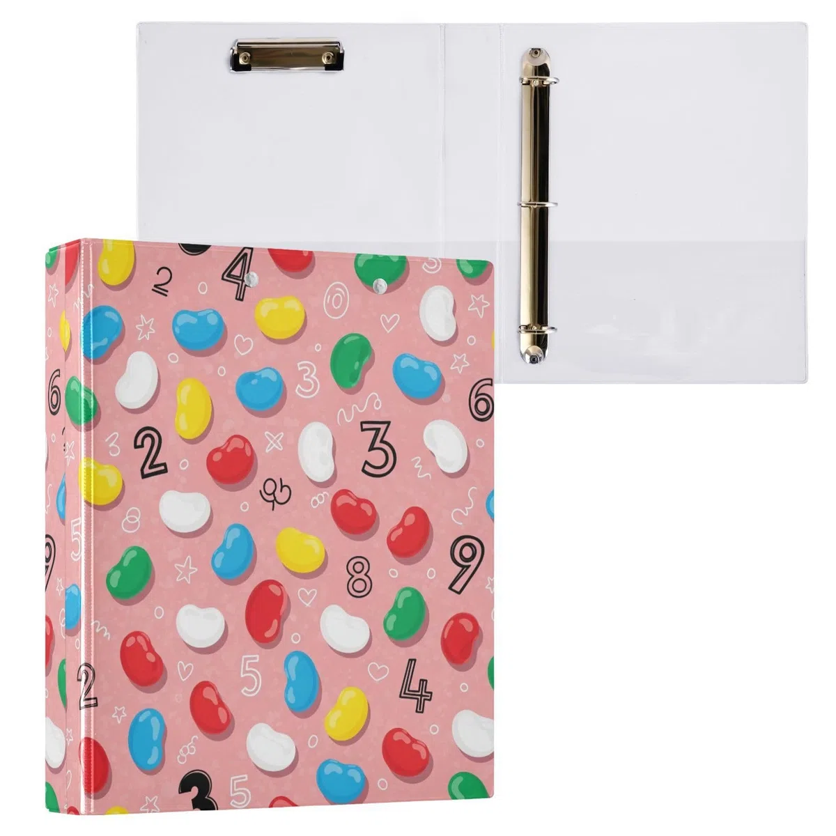 Carpeta de 3 anillos, carpeta colorida de anillos en D rosa caprichoso, paquete de 2 | Con portapapeles y bolsillos, para escuela, universidad, oficina