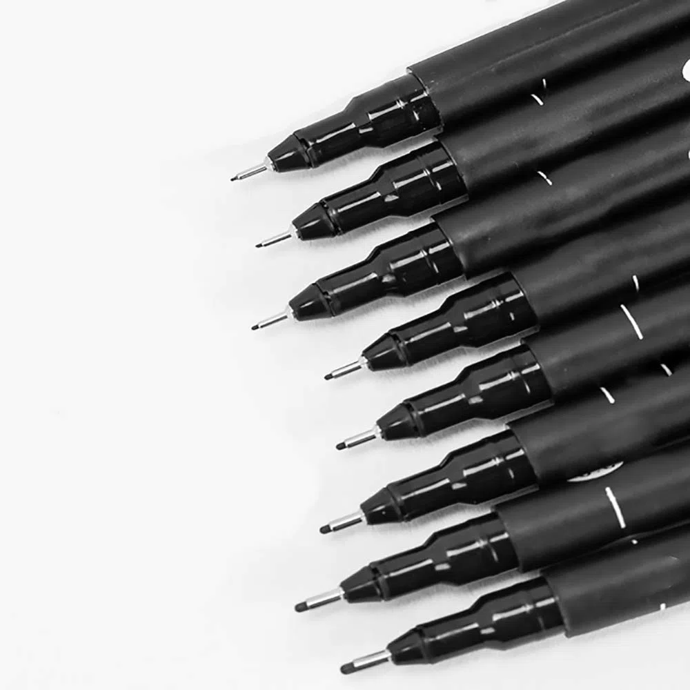 Rotuladores de dibujo de líneas fineliner negro BE-TOOL, fina Liner Pen Pigment Marker impermeable para ilustración de artista, dibujo técnico, documentos de oficina manga (10 unidades, 0,4 mm)