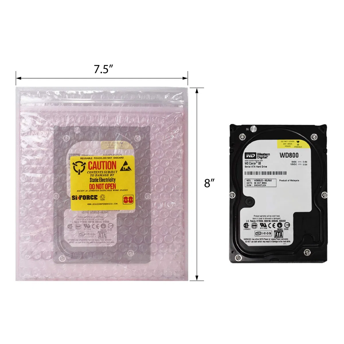 Hard Drive - Bolsa de burbujas antiestática acolchada con soporte para documentos