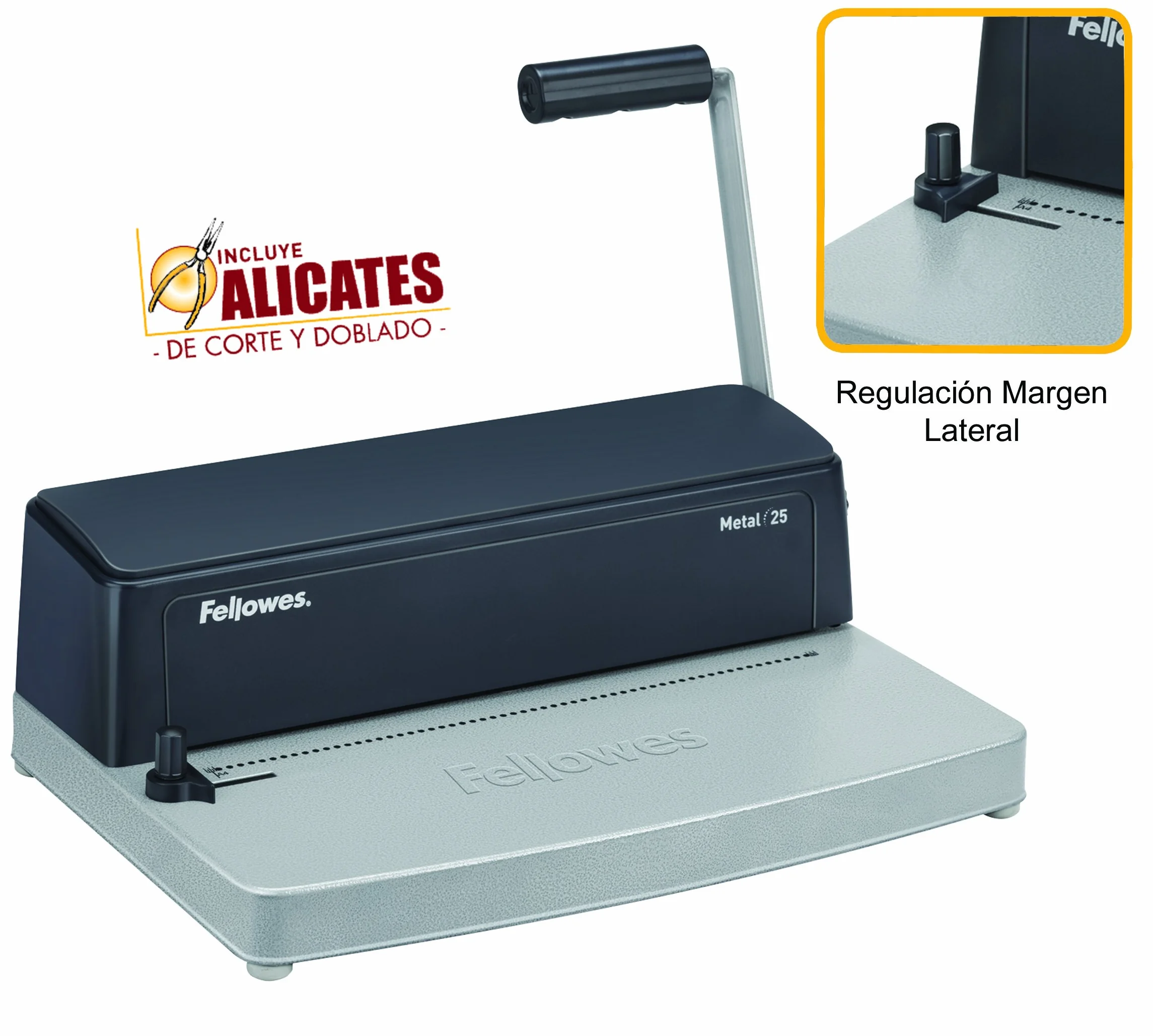 Fellowes Encuadernadora manual de espiral metálico, Uso Ocasional, Color Blanco, Unico