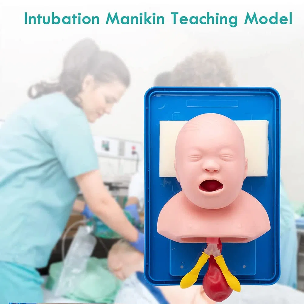 Simulador de entrenamiento de intubación de vías respiratorias infantiles, modelo de enseñanza de PVC para gestión de vías respiratorias, 27 x 20 x 12 cm, ideal para estudios médicos y entrenamiento
