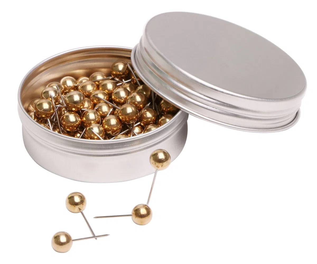 Tupalizy 100 Tachuelas pequeñas de Cabeza Redonda de 1/4 Pulgadas para Uso en el hogar, Oficina, tablón de anuncios, Corcho y proyectos de Manualidades (Dorado)