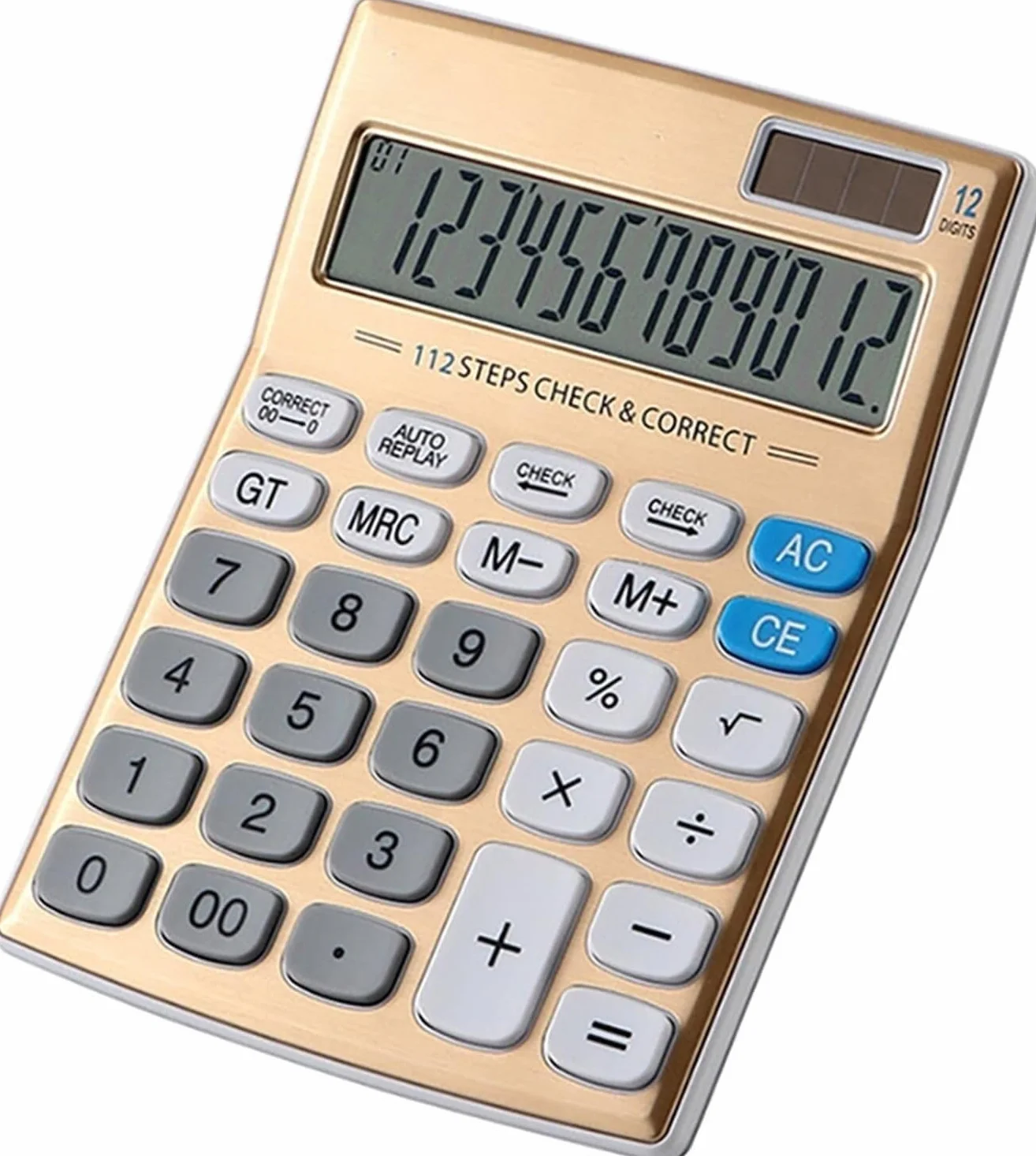 calculadora, Papelería de Examen electrónico Comercial Oficina con Fuente alimentación Dual Dorada