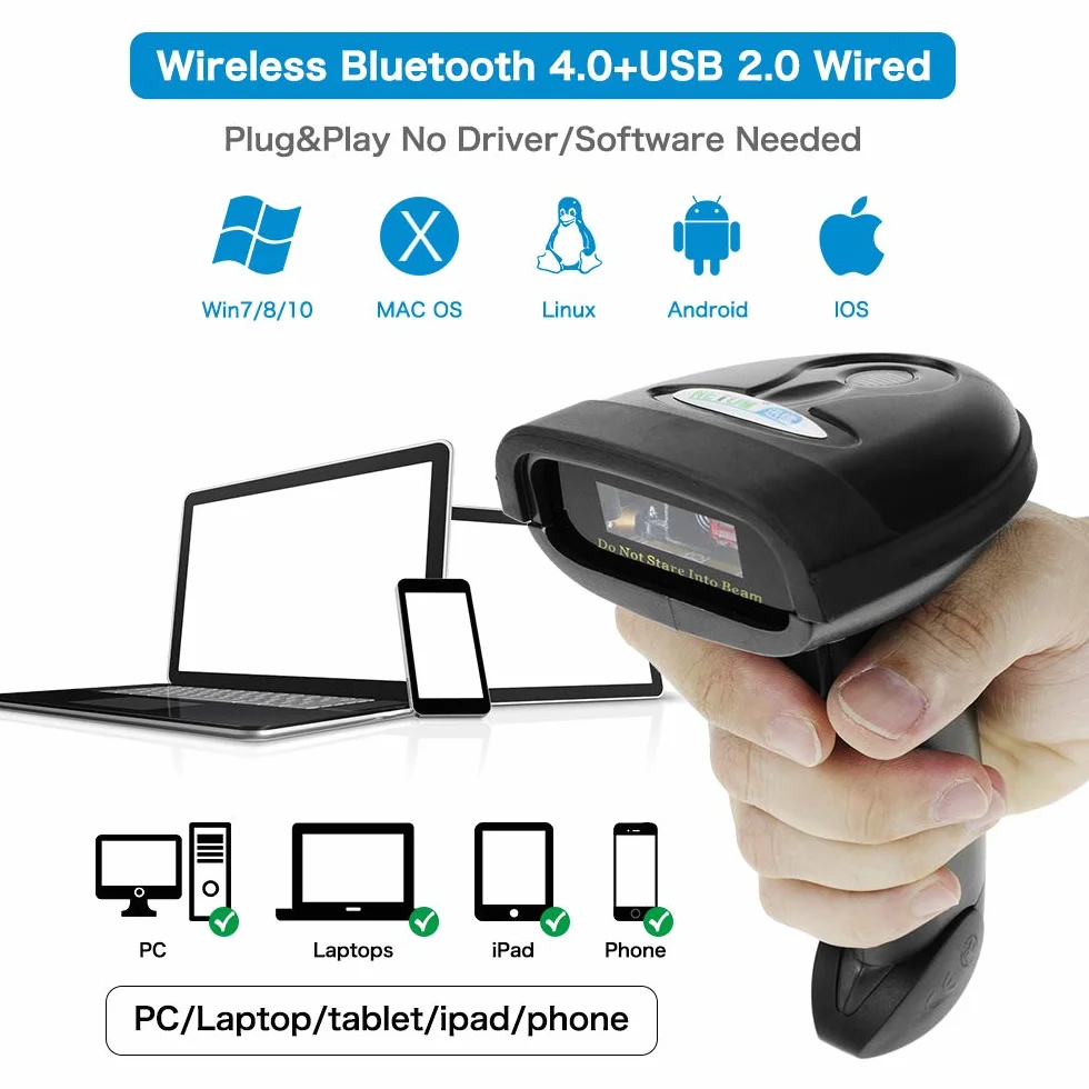 NETUM NT-1228BC Bluetooth CCD Escáner de Código de Barras Portátil USB Inalámbrico 1D