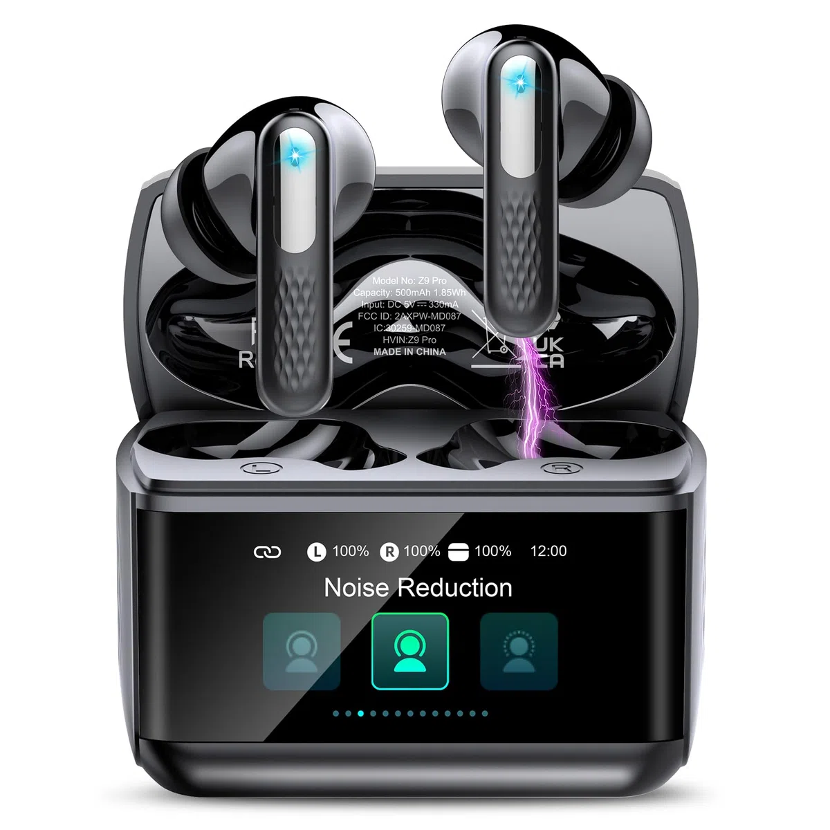AI Auriculares Traductor en Tiempo Real con Pantalla Táctil LED, 3 en 1 Auriculares Traductores de Idiomas, 6 Modos Traducción con 164 Idiomas, Reducción de Ruido ANC+ENC, 5 Modos EQ, Negro Oscuro