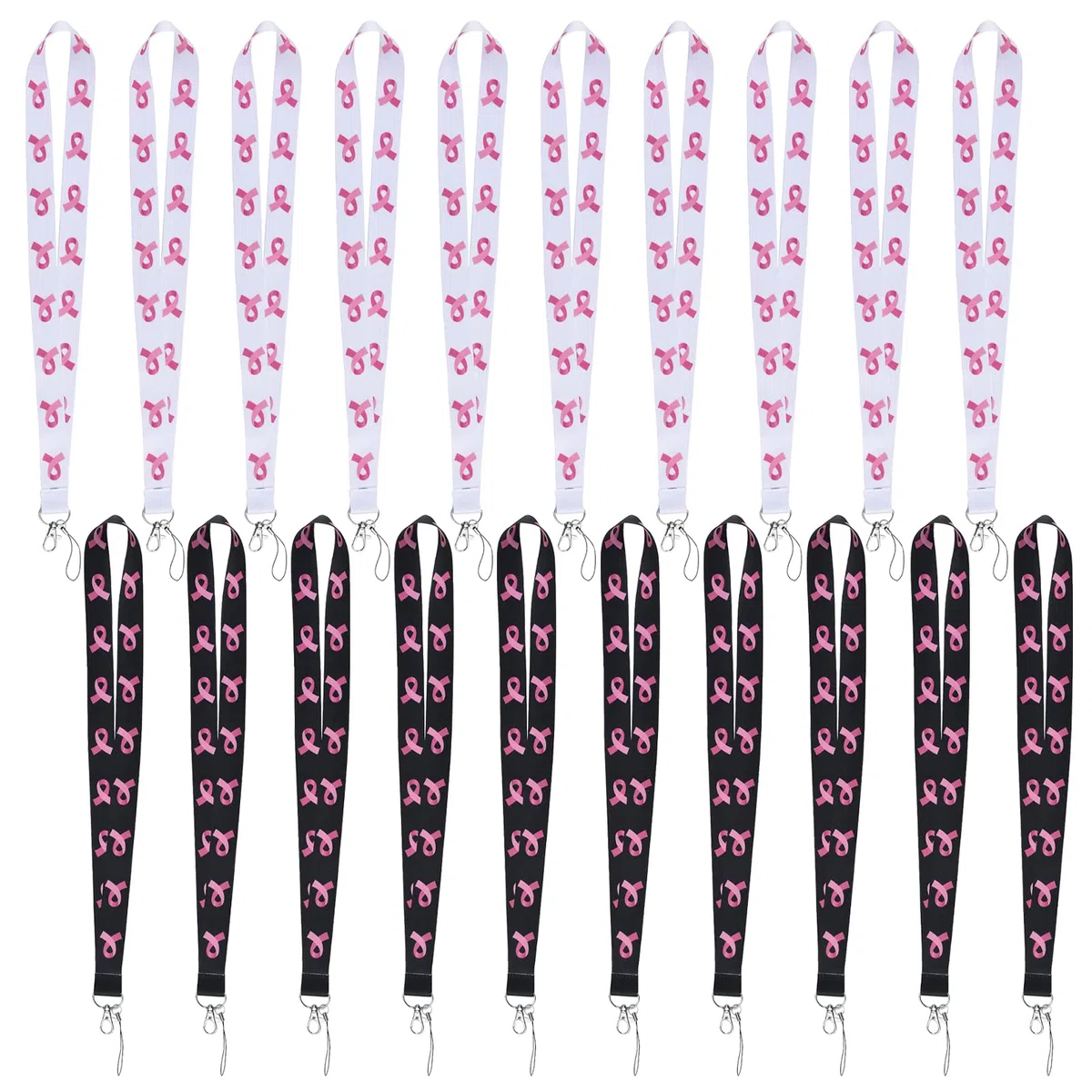 WANDIC, 20 Conciencia de cáncer de Mama cordón Pink Ribbon Lanyard Cuerpo Store Strep Insignia de la Tarjeta para la Tarjeta para la Insignia de ID de Llavero