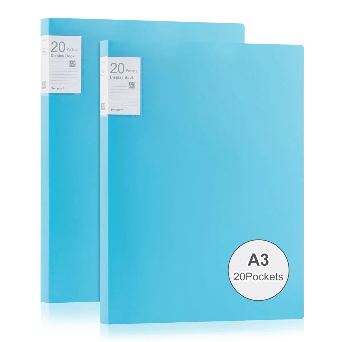 2 Piezas Cuaderno de Exhibición A3 con 20 bolsillos, Portavistas A3 40 vistas, Carpeta de Presentación Transparente Para obras de arte, portafolios,Azul