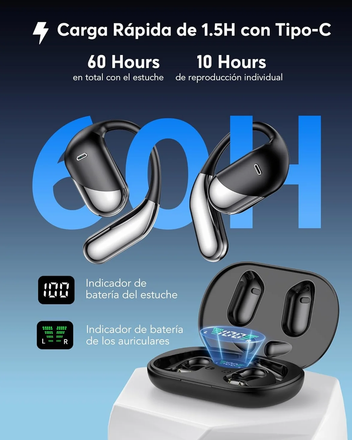 Paekole Auriculares Traductor en Tiempo Real con IA, Traductor Instantáneo de Voz 198 Idiomas, Auriculares Traductores Inalámbricos Abiertos 3 en 1, Bluetooth 6.1, 60H Batería para Reuniones y Viajes