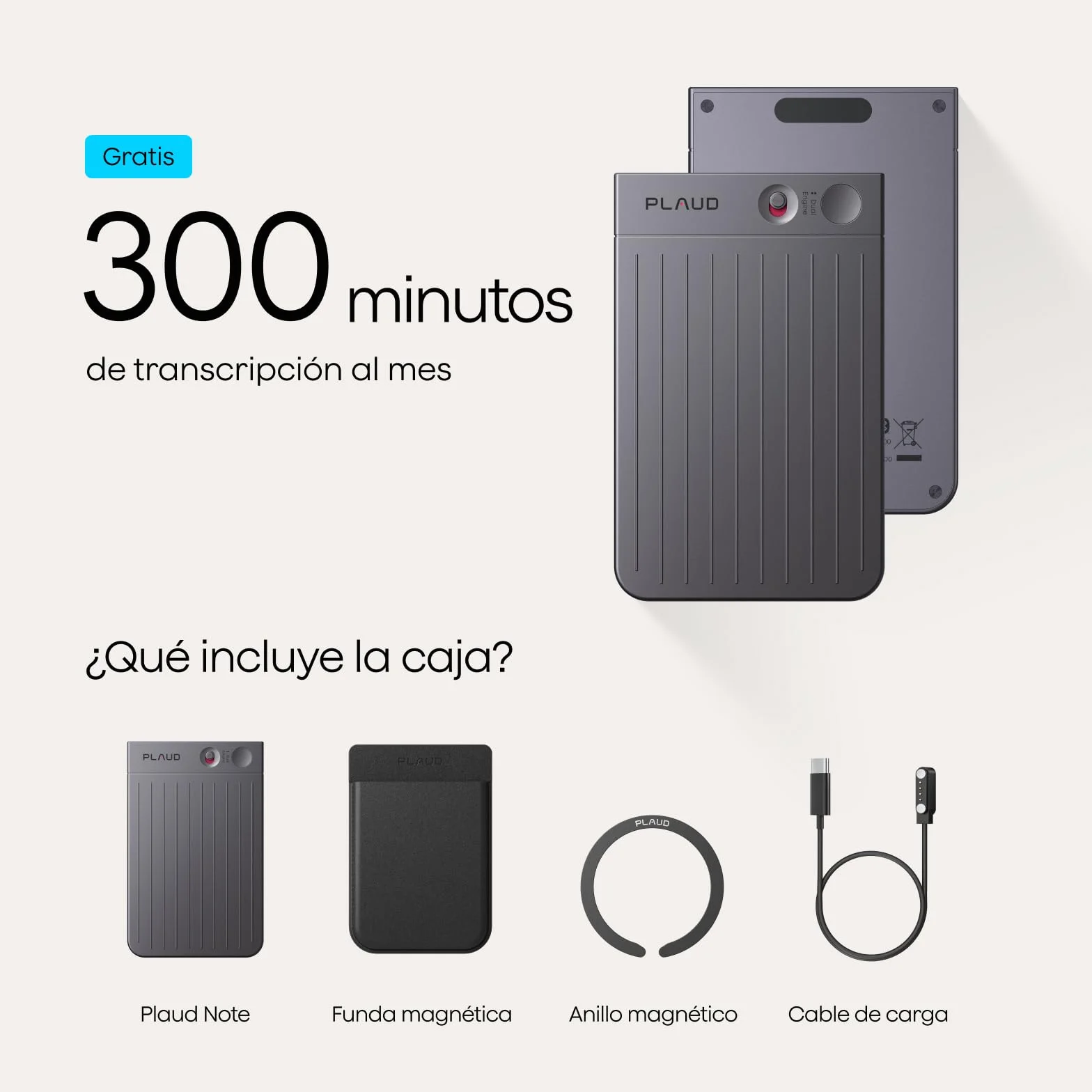 Plaud Note Grabadora de Voz IA Funda Negra Transcripción Resumen 112 Idiomas Control por App