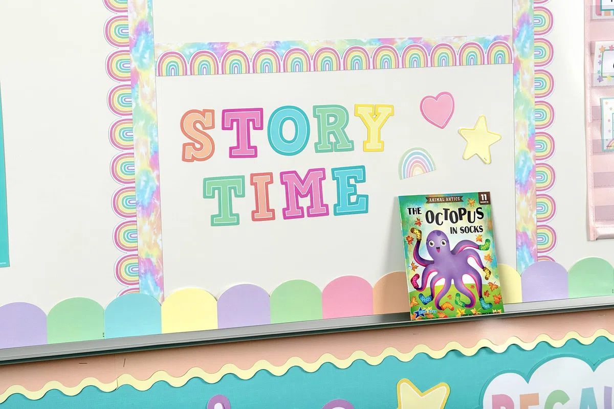 Teacher Created Resources Borde magnético con diseño de arco iris pastel