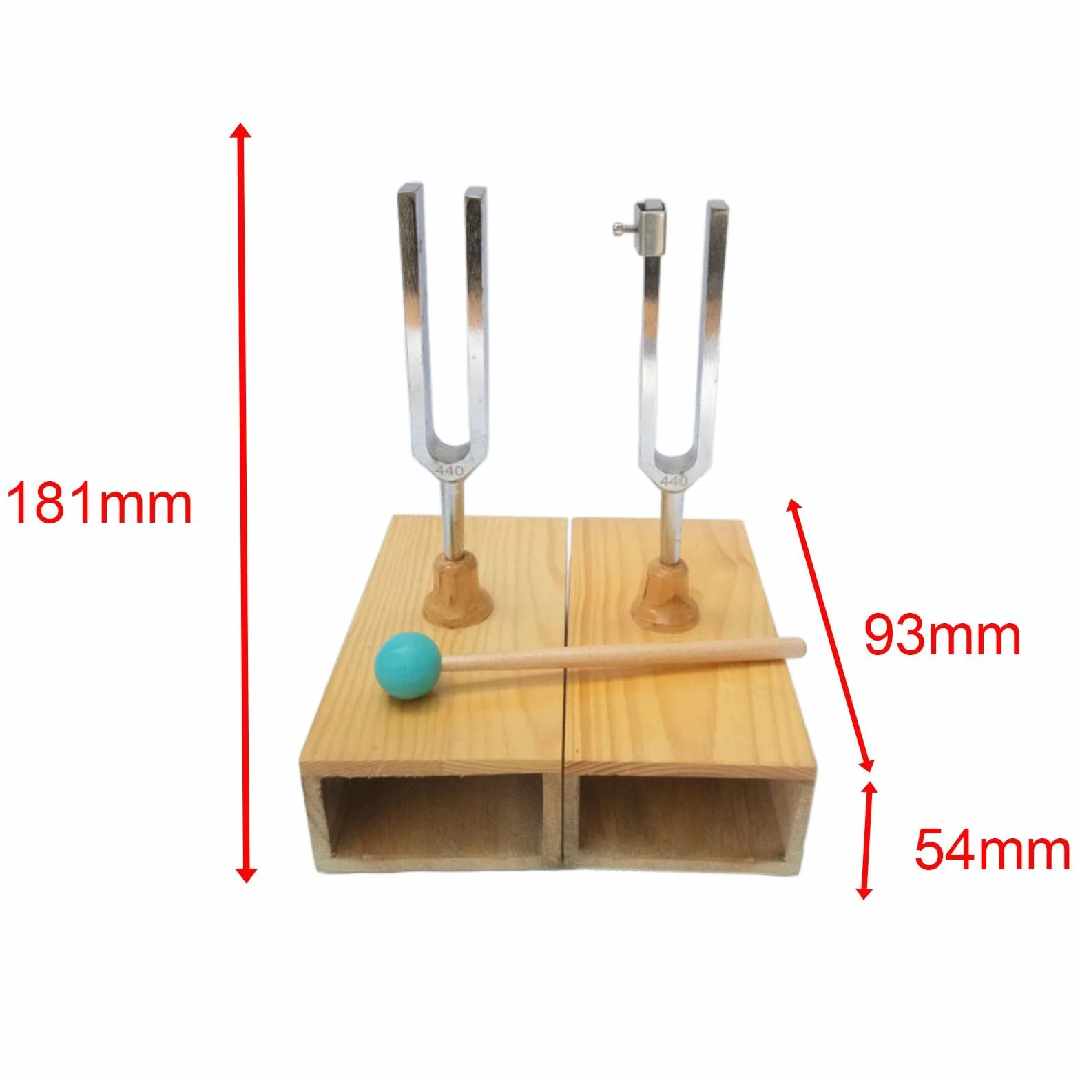 Oshhni Diapasón resonante con caja de resonancia Material didáctico equipado con martillo de silicona Resonador Diapasón Cajas de resonancia Juego de